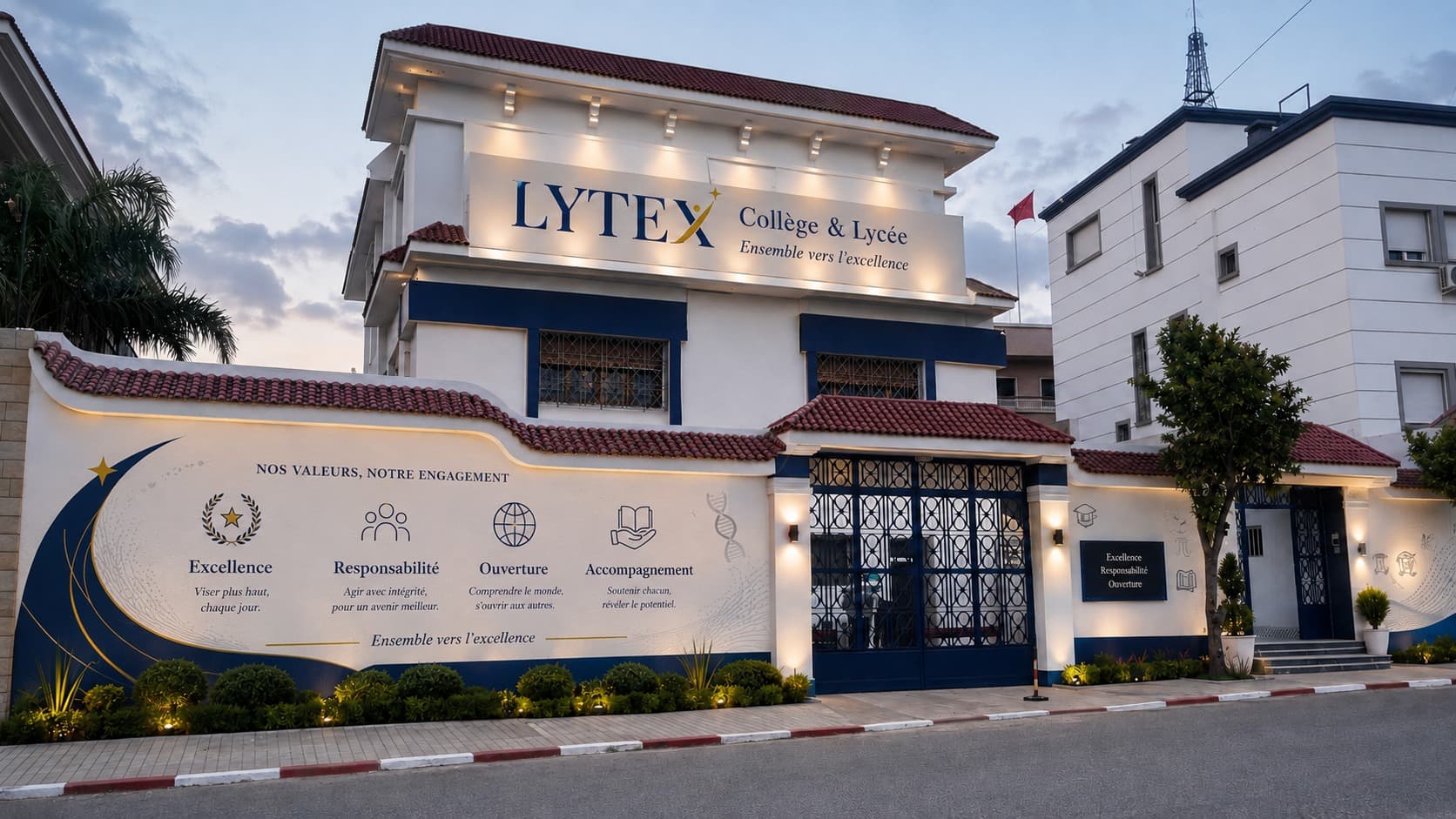 Façade du Collège LYTEX à Tanger avec sa nouvelle identité